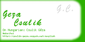 geza csulik business card